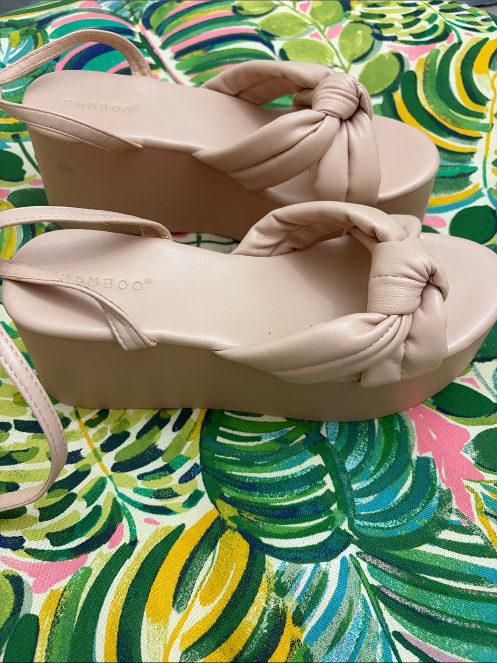 BAMBOO Blush Knot Platform Sandals